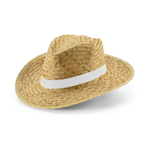 [STR-99083-106] JEAN RIB. Cappello di paglia naturale con elastico stampato a sublimazione
