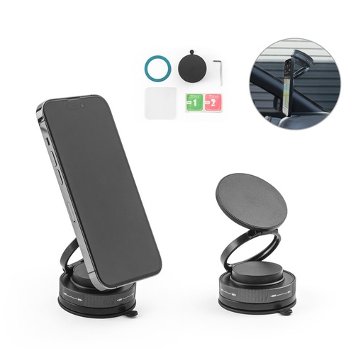[STR-97218-103] KEPLER. Supporto magnetico per cellulare con sistema di fissaggio a vuoto per superfici lisce e non lisce (rotazione a 360º)