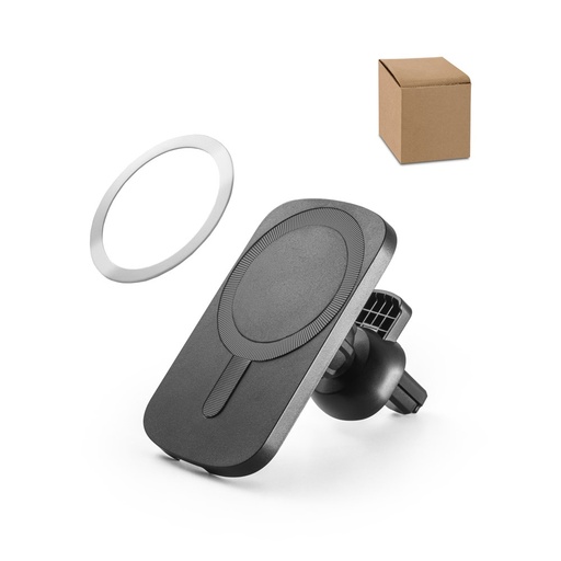 [STR-97168-103] KOCH. Supporto per smartphone da auto con caricatore magnetico wireless 15W in ABS riciclato (100% rABS)