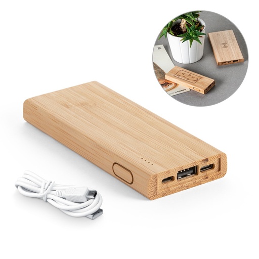 [STR-97915-160] KOHN. Banca di alimentazione da 5'000 mAh in bambù
