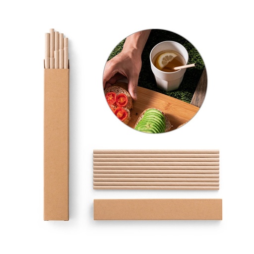 [STR-94098-160] LAMONE. Set di 10 cannucce in carta kraft
