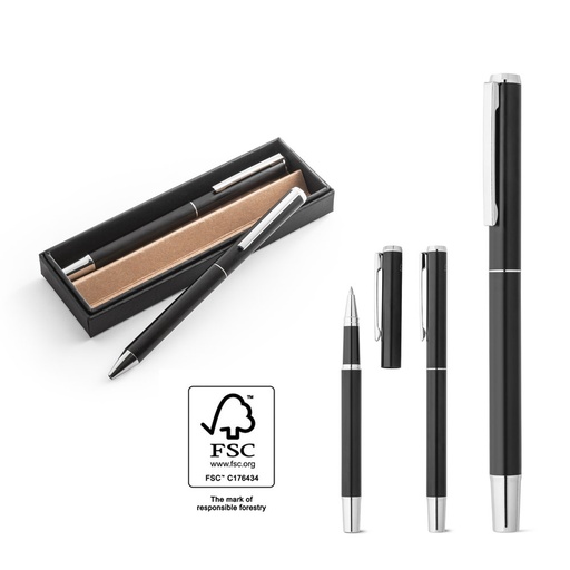 [STR-91782-103] LEAH. Set penna roller e penna a sfera in alluminio (rispettivamente al 94% e al 94%) con clip