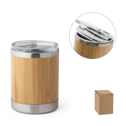 [STR-94761-160] LYCKA. Bicchiere in acciaio inox e bambù 350 mL