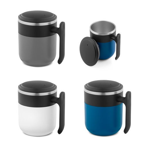 MALDINI. Tazza da viaggio con parete interna in acciaio inox e finitura opaca, 400 mL