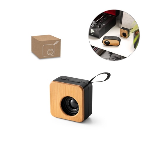 [STR-97098-103] MAYER. Altoparlante portatile da 3W con autonomia di 4 ore in bambù e ABS riciclato (100% rABS)