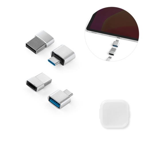 [STR-97090-127] MINSKY. Set di 2 adattatori USB-A / USB-C in alluminio
