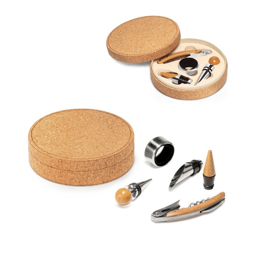 [STR-94119-160] MORETO. Set da vino con 4 utensili in bambù, acciaio inossidabile e ABS