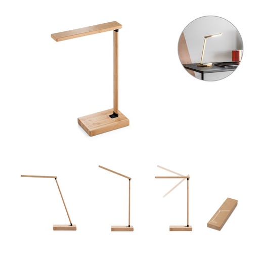 [STR-97122-160] MOREY. Lampada da tavolo pieghevole con caricatore wireless superveloce da 15W in bambù