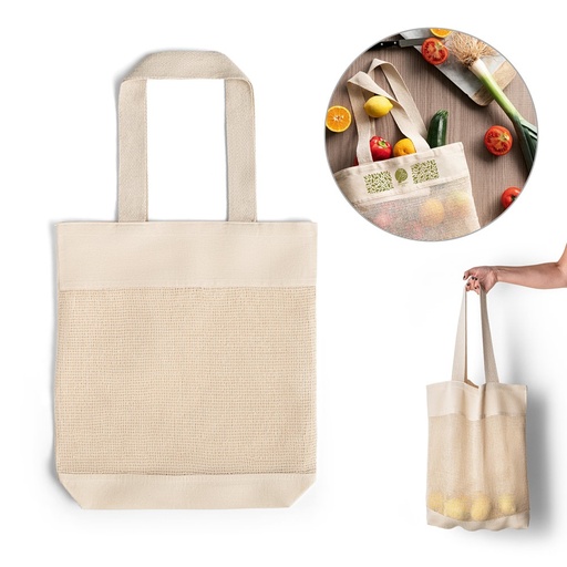 [STR-92927-150] MUMBAI. Borsa con rete in cotone 100% (180 g/m²)