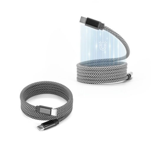 [STR-97220-103] NADELLA. Cavo da USB-C a USB-C (60 W), con cordone intrecciato in poliestere e sistema magnetico per un avvolgimento agevole