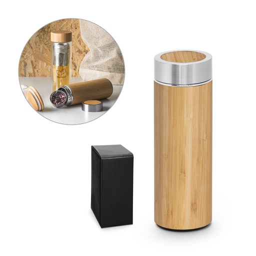 [STR-94683-160] NATUREL. Borraccia termica in bambù e acciaio inox (90% riciclato) 430 mL
