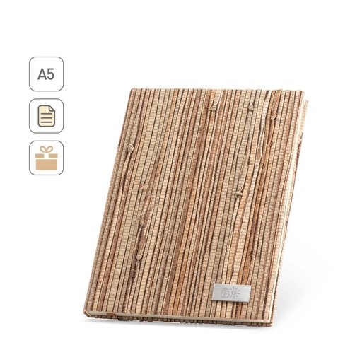 [STR-93275-160] NERUDA. Block notes A5 con copertina rigida in fibra di paglia naturale