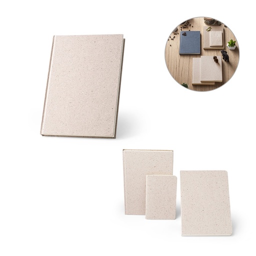 ORGANIC RIGID. Block notes A5 con copertina rigida fabbricata tramite la materia organica degli elefanti (80%)