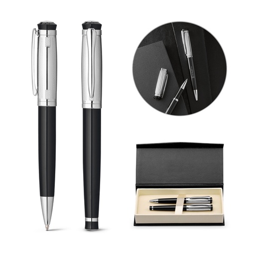 [STR-81193-107] ORLANDO. Set di penna a sfera e roller in metallo con clip