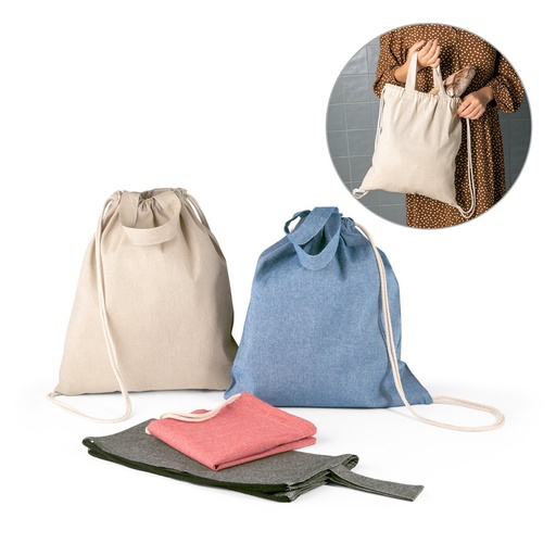 RISSANI. Zaino a sacca con cotone riciclato (70%) e poliestere (30% rPET) (140 g/m²)