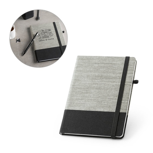 [STR-93268-103] ROUSSEAU. Block notes A5 in in fibra di paglia e tela di cotone con fogli a righe