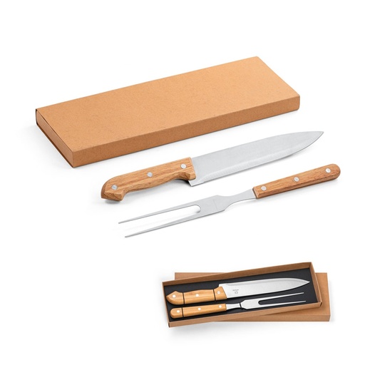 [STR-54139-160] SALSA. Set per barbecue composto da 2 utensili in bambú e acciaio inossidabile