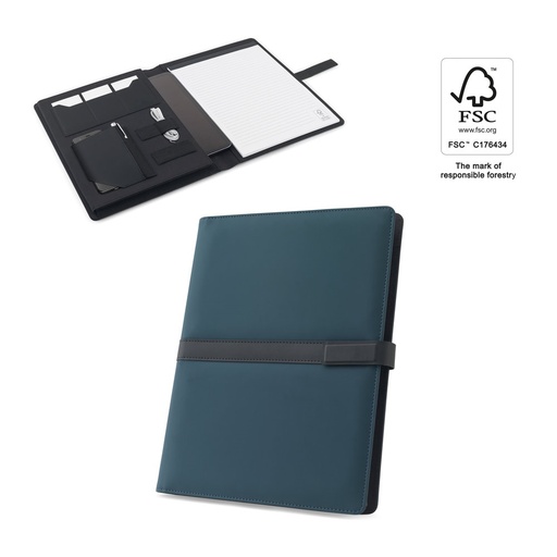 [STR-93656-104] SANDERSON FOLDER. Cartella A4 in PU (riciclato al 50%) con chiusura magnetica e blocco note con pagine a righe