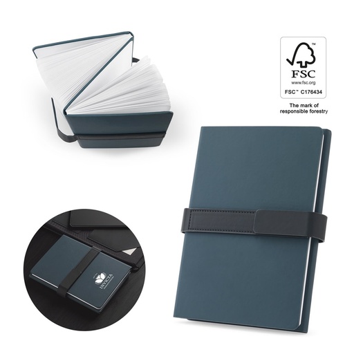[STR-93654-104] SANDERSON. Blocco note A5 in PU (riciclato al 50%) con due blocchi: pagine a righe e pagine bianche