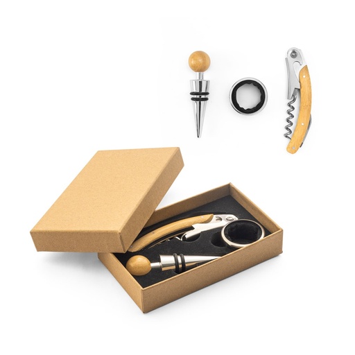 [STR-94388-160] SAVORY. Set da vino in bambù e acciaio inossidabile