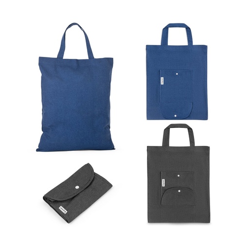 SIENA. Borsa pieghevole in cotone (50%), cotone riciclato (30%) e poliestere (20% rPET) (140 g/m²)
