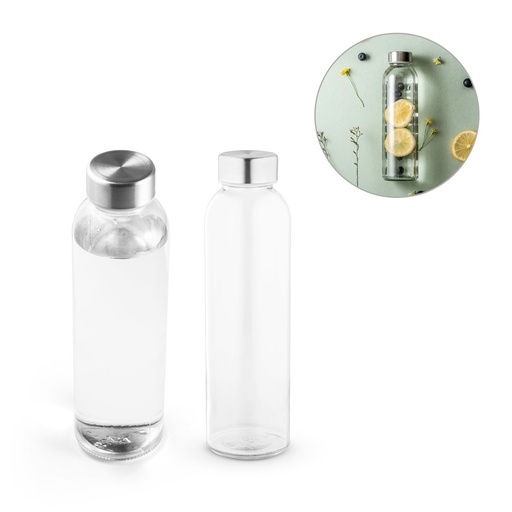 [STR-94317-110] SOLER. Borraccia in vetro per sublimazione con tappo in acciaio inox 500 mL
