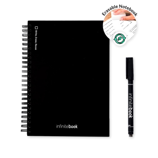 [STR-33203-103] STARTER KIT INFINITEBOOK A5. Il set include un "Infinitebook", un kit di pulizia, un pennarello e un portapennarelli