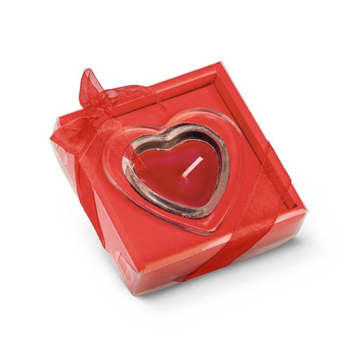 [STR-95817-105] SWEET. Candela a forma di cuore e base in vetro