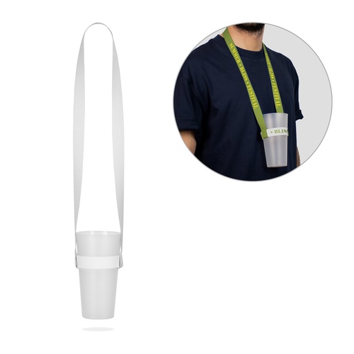 [STR-94414-301] SWINDON. SET Lanyard SUBLIMATION Lungo II (20 mm) Duo con elastico portabicchieri per sublimazione