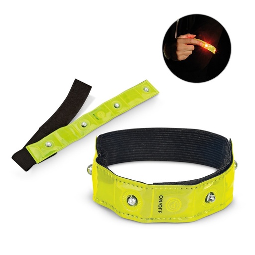 [STR-98515-108] VISIBLE. Polsino riflettente con 4 LED rossi