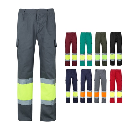 VL ATHENA. Pantaloni in twill bicolore, foderati, con diverse tasche, in cotone (20%) e poliestere (80%)