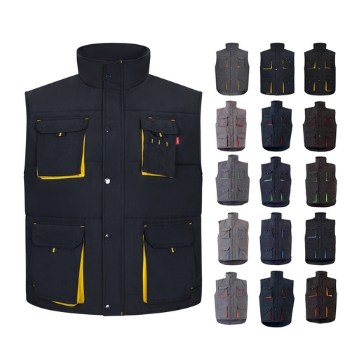 VL NERGAL. Gilet imbottito, bicolore e con diverse tasche (120g/m²), in poliestere (100%)