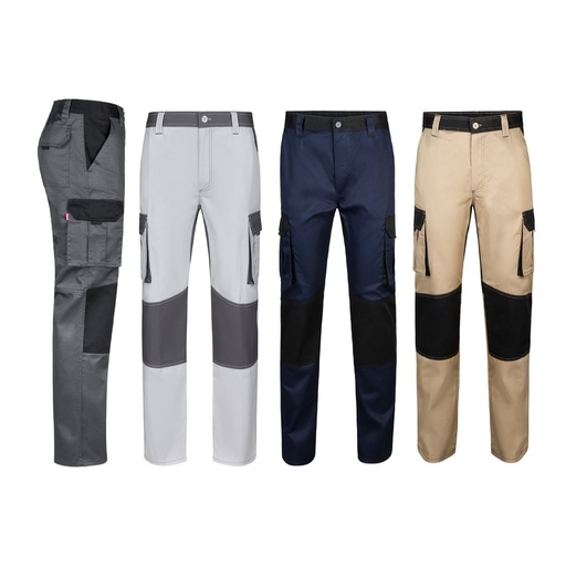 VL NJORD. Pantaloni in twill bicolore con diverse tasche (240g/m²), in cotone (35%) e poliestere (65%)