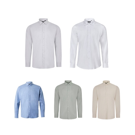 VL PRITHVI MAN. Camicia Oxford da uomo (180 g/m²) in cotone (50%), poliestere (45%) ed elastan (5%)
