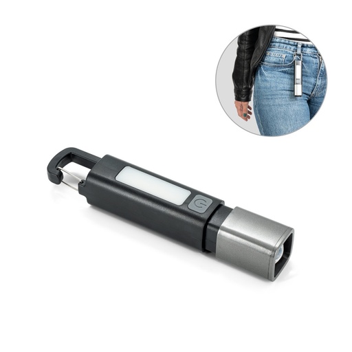 [STR-98173-103] WIGGINS. Torcia in ABS, con una luce LED da 2 W (53 lumen) nella parte anteriore e una luce COB (53 lumen) nella parte superiore