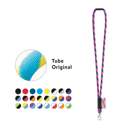 WISBECH. SET Lanyard TUBE Long (Ø 7 mm) con moschettone a leva da 9 mm e chiusura di sicurezza da Ø 7 mm