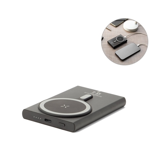 [STR-97215-103] WRIGHT 5. Power bank magnetico con ricarica super rapidain alluminio riciclato e ABS riciclato 5'000 mAh