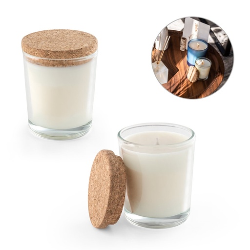 [STR-95077-110] ZEN 80. Candela aromatica in una coppa di vetro con coperchio in sughero 80 g