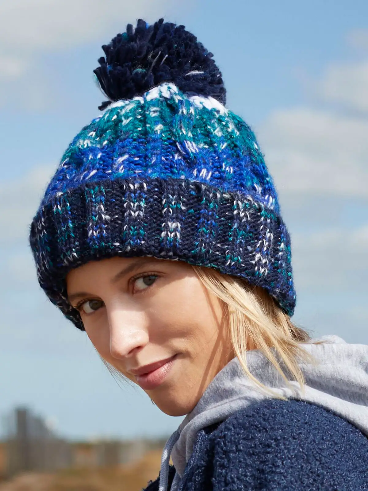 Corkscrew Pom Pom Beanie