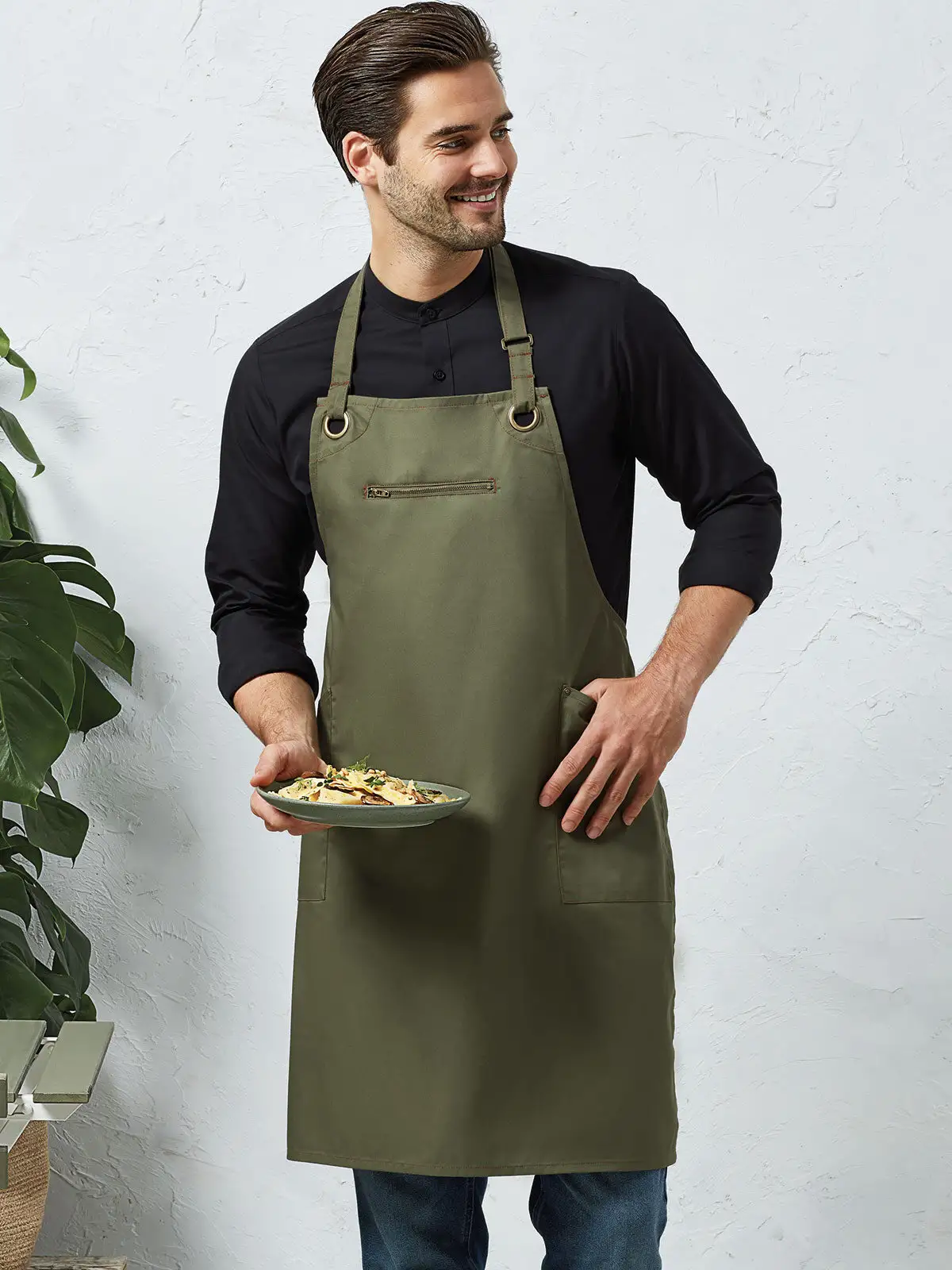 ‘Barley’ Contrast Stitch Sustainable Bib Apron