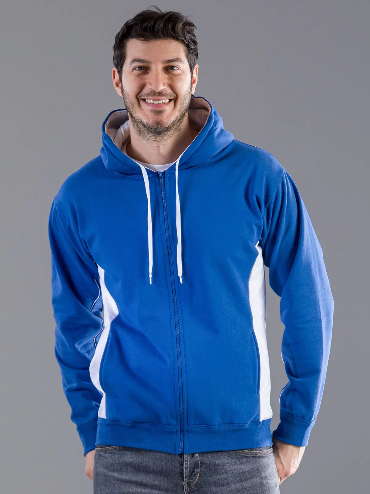 Contrast Hooded Sweat Full Zip