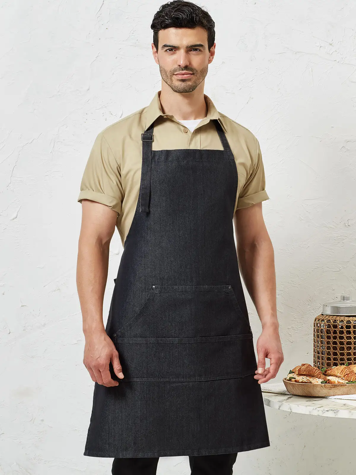 Jeans Stitch Denim Bib Apron