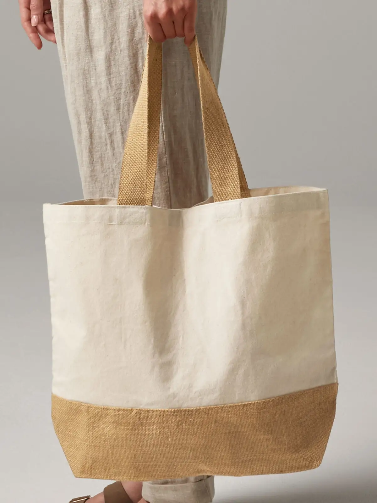 [AW-W451-NAT-UNICA] Jute Base Canvas Tote