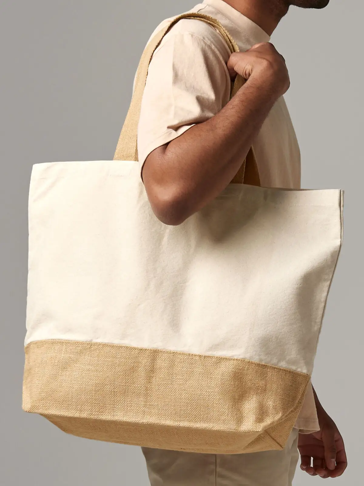 [AW-W452-NAT-UNICA] Jute Base Canvas Tote XL