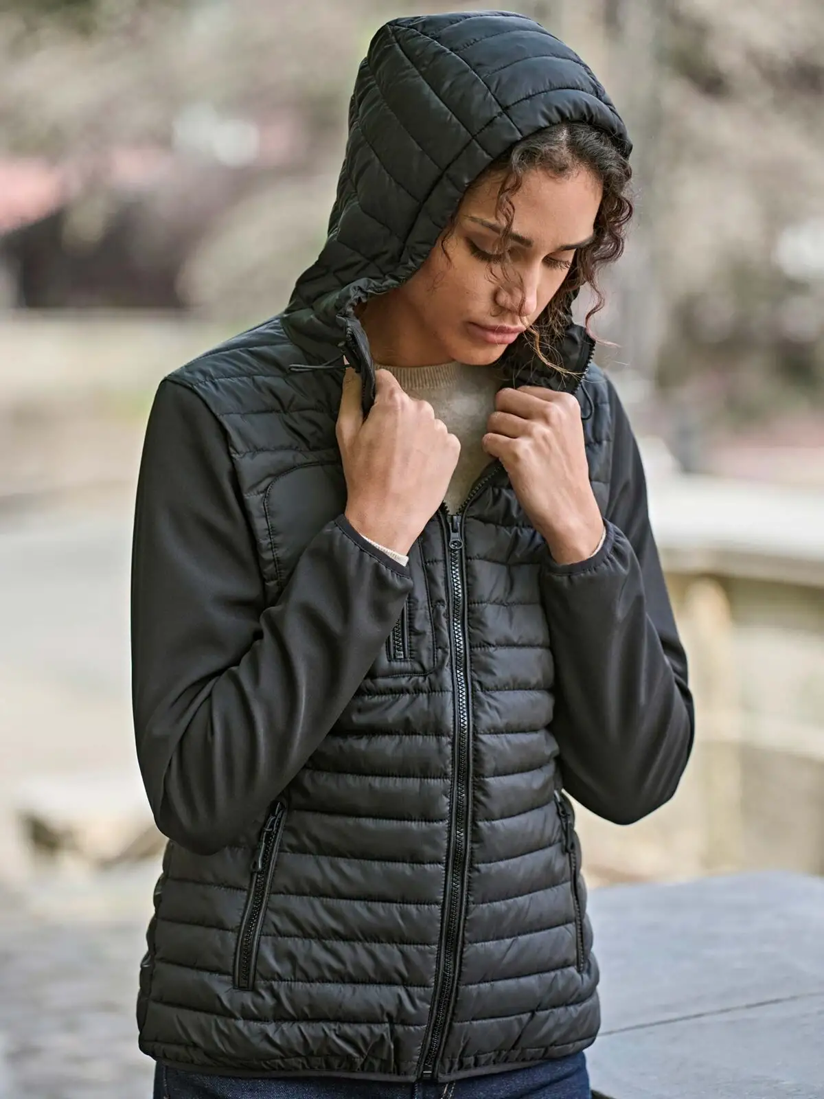 Ladies Hooded Crossover Jacket