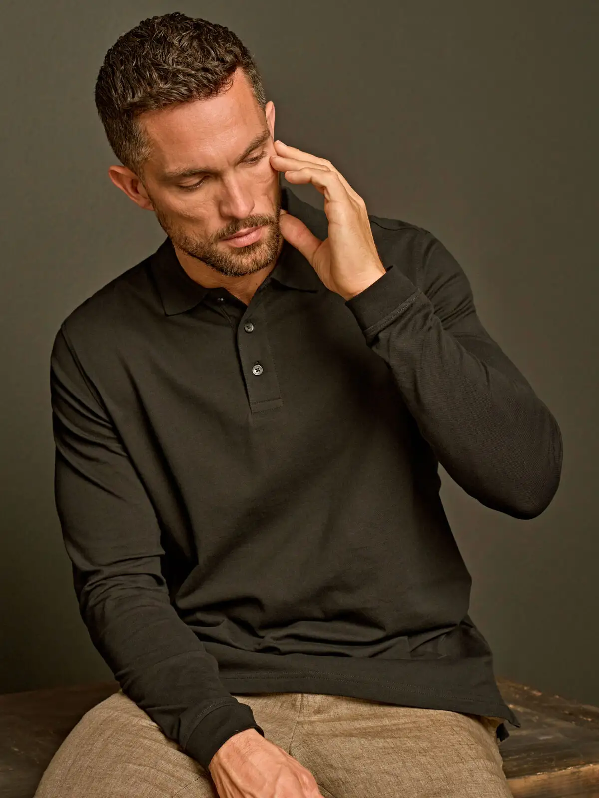 Luxury Stretch Long Sleeve Polo