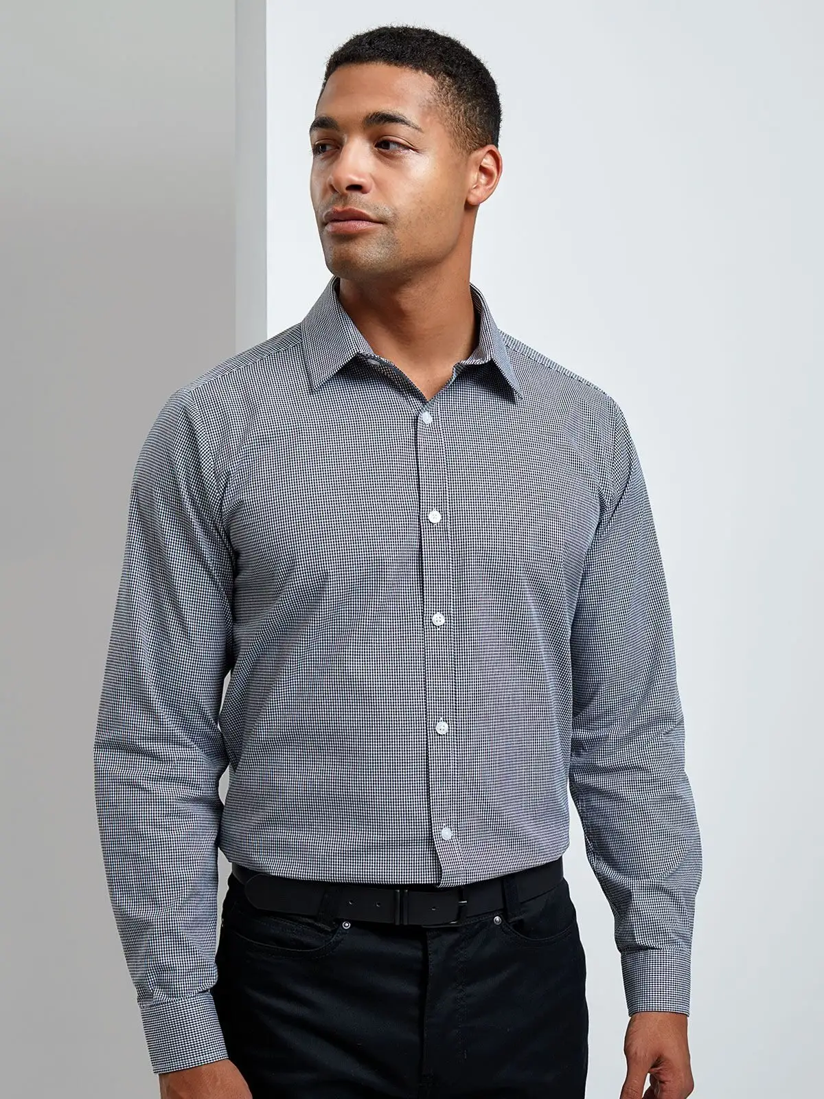 Men's Long Sleeve Microcheck Gingham Shirt