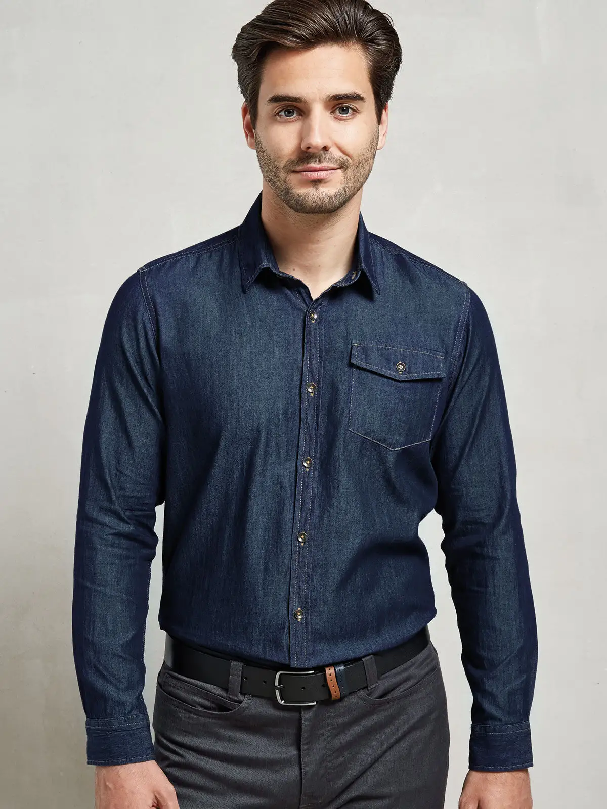 Men'’s Jeans Stitch Denim Shirt