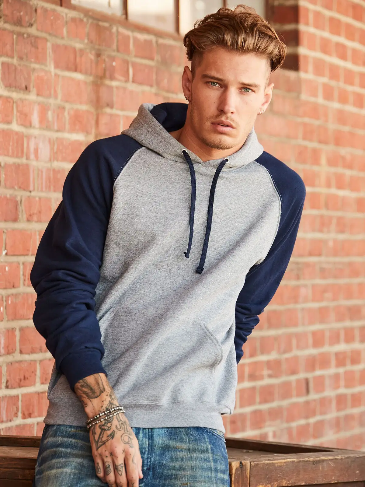 [AW-JS96CR-CF+-3XL] NuBlend Colour Block Raglan Hooded Sweatshirt