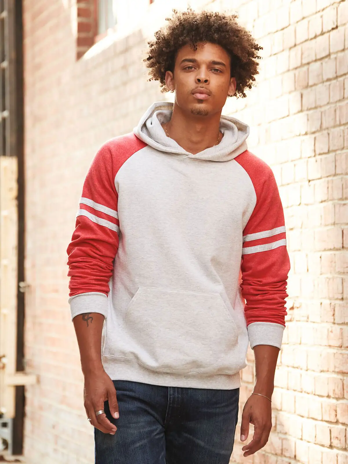 [AW-JS97CR-B6+-3XL] NuBlend Varsity Colour-Block Hooded Sweatshirt
